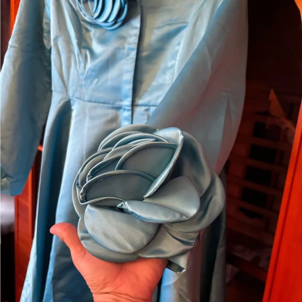 STYLEWE Teal Coat with Floral Detail - Picture 7 of 9